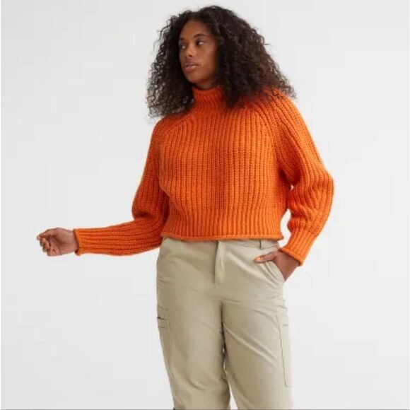 🔹️NWT H&M Divided Orange Soft Chunky Knit Cropped Sweater XSmall - Picture 2 of 14
